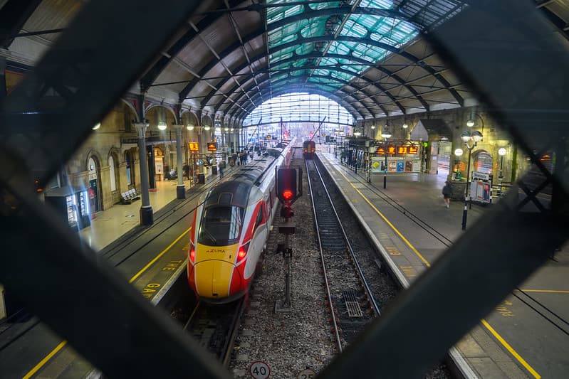 Grand railway station hall